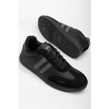 Dilimler Ayakkabı Erkek Spor Ayakkabı Siyah Samba Model Ince Taban Bağcıklı