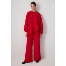 Touche Siyah Biyeli Kırmızı Kupra Pantolon MKN4005