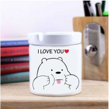 I Love You Sevimli Ayı Seramik Küllük