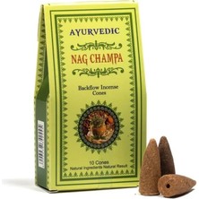 Miamantra Ayurvedic Marka Geri Akışlı (Ters Akışlı) Nag Champa Konik Tütsüsü (10 Adet )