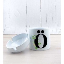 Ö Harf Yapraklı Seramik Küllük