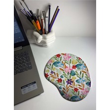 Çiçek Desenli Bilek Destekli Mouse Pad