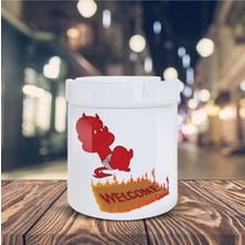 Kırmızı Küçük Şeytan Küllük Welcome Baskılı Kül Tablası K-181