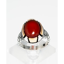 Yıldırım Modern El Işçiliği Kırmızı Akik Taşlı 925 Ayar Gümüş Erkek Yüzük – Zarif ve Güçlü Tasarım