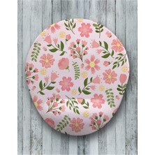 Pink Flower Oval Bilek Destekli Mouse Pad