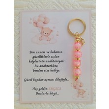 İ&DBABY 100 Adet Isme Özel Tasarım Pembe Anahtarlık Hastane Yeni Doğan 40 Mevlidi Dağıtmalık Hediyelik