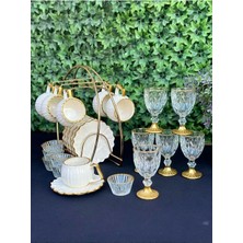 Hediye Köşkü 25 Parça Gold Askılı Papatya Kahve Sunum Seti, Şık ve Zarif Tasarım, Tamamlayıcı Set