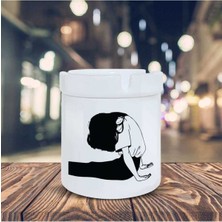 Yorgun Kız Küllük Illüstrasyon Baskılı Kül Tablası K-33