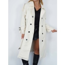 Fibula Düğmeli Astarlı Kruvaze Kaşe Manto