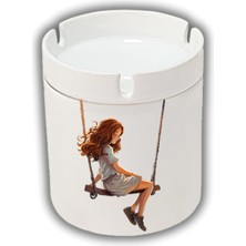 Kokusuz Sigara Küllüğü - Kokusuz Kül Tablası - Doğart Sanat Salıncakta Sallanan Kız Küllük