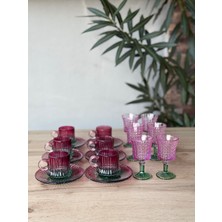 Hediye Köşkü 6 Kişilik Çift Renkli Origami Cam Kahve Seti