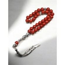 Taşmir Red Jasper Doğal Taş Tesbih 8 mm 33'lü Yuvarlak Kesim