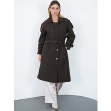 Fibula Düğmeli Astarlı Kruvaze Kaşe Manto