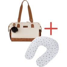 Disanuva Alacati Modeli Anne Bebek Çantası + Ergonomik Destekli Emzirme Yastığı Seti