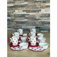 Hediye Köşkü 6 Kişilik 24 Parça Kalpli Kahve Sunum Seti