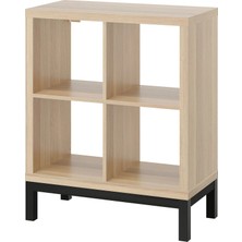 IKEA Kallax Açık Raf Ünitesi Ağartılmış Meşe Görünümlü Siyah 77 x 94 cm