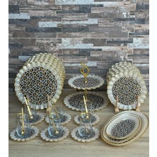 Hediye Köşkü 34 Parça 6 Kişilik Leopar Cam Kahvaltı Seti