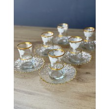 Hediye Köşkü Papatya Tabaklı 12 Parça Taç Model Çay Seti