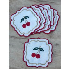 Hediye Köşkü 6lı Kirazlı Dantelli Örme Peçetelik