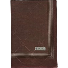 Vakko Pamuk Ipek Şal - Bordürlü Monogram - Kızıl Kahve