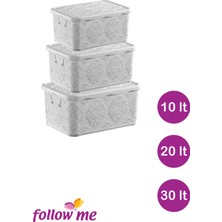 Follow Me Nakış Çok Amaçlı Kutu 3'lü Set (BEYAZ)(10LT - 20LT - 30LT)