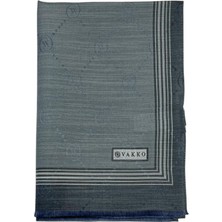 Vakko Pamuk Ipek Şal - Bordürlü Monogram - Koyu Gri
