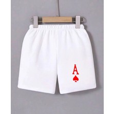 Velmora Fashion Kadın Beli Lastikli Baskılı Mini Şort - Beyaz -Vlmr