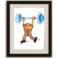 Karikatural Jin Wen Wang 29X21CM Orijinal Karikatür Tablo