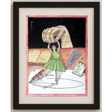 Karikatural Ali Aghaeyi 43X30CM Orijinal Karikatür Tablo