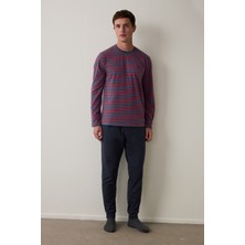 Penti Kırmızı Erkek Çizgili Jogger Pijama Takımı