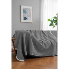 Rell Home Pamuklu Dokulu Ekru Koltuk Şalı 170X220 cm – Saçaklı Tv Battaniyesi & Dekoratif Koltuk Örtüsü
