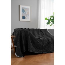Rell Home Pamuklu Dokulu Ekru Koltuk Şalı 170X220 cm – Saçaklı Tv Battaniyesi & Dekoratif Koltuk Örtüsü