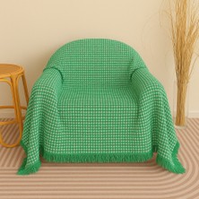 Rell Home Pamuklu Dokulu Ekru Koltuk Şalı 170X220 cm – Saçaklı Tv Battaniyesi & Dekoratif Koltuk Örtüsü