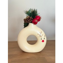 Candle Bee Design Geyik Desenli Yılbaşı Dekoratif Vazo