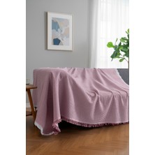 Rell Home Pamuklu Dokulu Ekru Koltuk Şalı 170X220 cm – Saçaklı Tv Battaniyesi & Dekoratif Koltuk Örtüsü