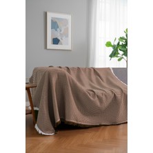 Rell Home Pamuklu Dokulu Ekru Koltuk Şalı 170X220 cm – Saçaklı Tv Battaniyesi & Dekoratif Koltuk Örtüsü