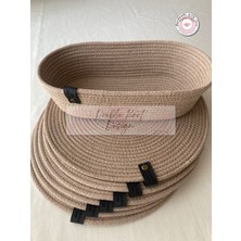 Double Knot Design 7 Prç Amerikan Servis Seti Supla Hediyelik Hasır Jüt Tress Yemek Masası Davet