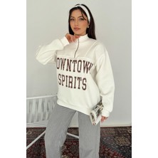 Noa Noa Kadın Fermuarlı Baskılı Sweatshirt – Downtown Energy