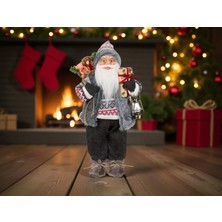Yılbaşı Noel Baba BÜYÜK BOY Oyuncak  Yeni 2026 24X18X45CM Gri Hediye Kutulu