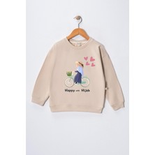 Dekim Moda Kız Çocuk " Başörtümle Mutluyum"  Baskılı Pamuklu Sweat