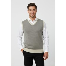 Erkek V Yaka Süveter  Çelik Örgü Regular Kalıp BGL-ST04840