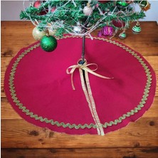 Moda Nur Yılbaşı Çam Ağacı Altı Örtüsü, Çam Ağacı Ayak Halısı Örtüsü, Kırmızı Renk,peluş Kumaş,70 cm