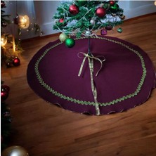 Moda Nur Yılbaşı Çam Ağacı Altı Örtüsü,çam Ağacı Ayak Halısı Örtüsü, Bordo Renk, Peluş Kumaş, 85 cm