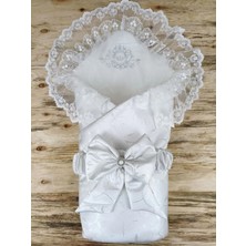 Venüs Shopping Yenidoğan Pırıltı Taç Nakışlı Inci Delüks Kundak Bebek Battaniyesi Ekru