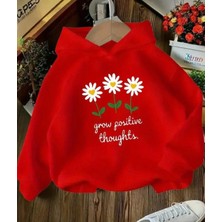 Punix Kids Punıx Kıds  Kapüşonlu Grow Positive Thoughts Baskılı Kışlık Kalın Kız Çocuk Sweatshırt