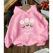Punix Kids Punıx Kıds  Kapüşonlu Grow Positive Thoughts Baskılı Kışlık Kalın Kız Çocuk Sweatshırt