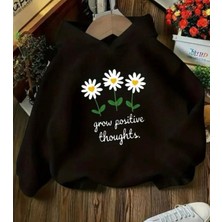 Punix Kids Punıx Kıds  Kapüşonlu Grow Positive Thoughts Baskılı Kışlık Kalın Kız Çocuk Sweatshırt