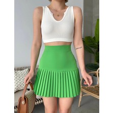 Skygo Altı Pliseli Mini Etek Yeşil s24705