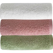 Mira Home 3 Lü Düz Renk El Yüz Havlu Seti &AMP;#37;100 Pamuklu 50X90 cm Yeşil Gül Beyaz