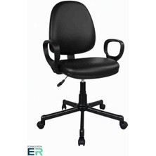 Fonksiyoner Novıa/siyah Metal Ayaklı-Deri Çalışma ve Ofis Koltuğu